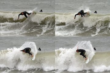 sequence of surfer on wave